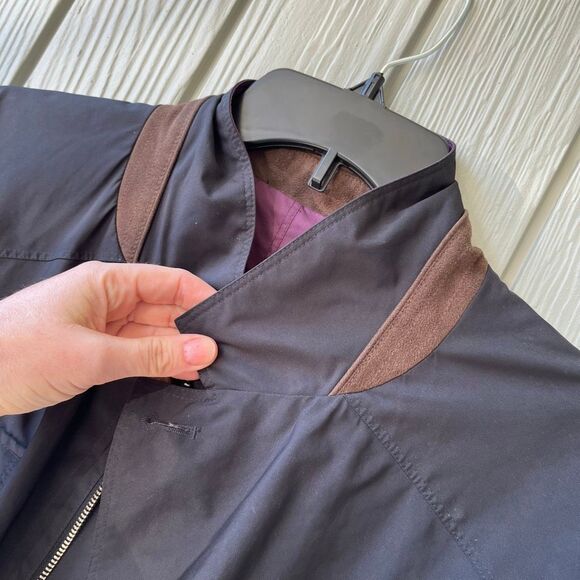 Peter Millar Reversible Canton Field Jacket Black/Grape Faux Suede Trim, Size L - Picture 15 of 16